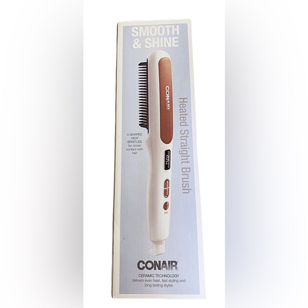 🆕 Conair Heated Straight Brush - Smooth & Shine